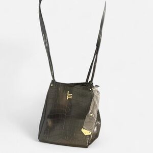 Brand New  ✨ London Fog “Coco Croco” Satchel in classic black croc emboss.